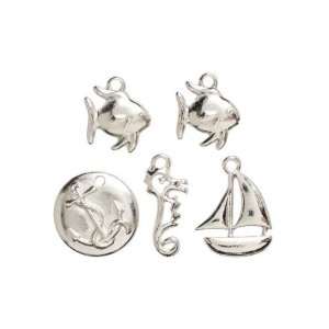  Cousin Jewelry Basics 5 Piece Metal Charm, Nautical Silver 