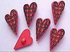 24 pcs Cute Red Gingham Heart Butto