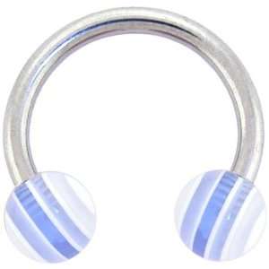  Blue Boysenberry Stripe Horse Shoe Circular Barbell 