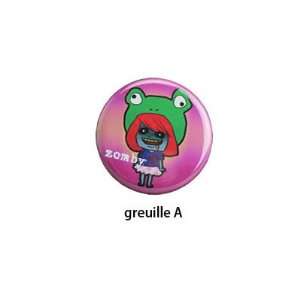  zomby button badge, greuille A, frog. Arts, Crafts 