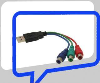 USB to 3 RCA RGB Female Video Converter Cable HDTV TV  