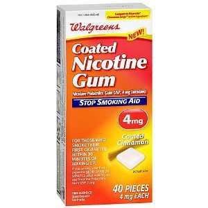 Walgreens 4 mg Stop Smoking Aid Coated Nicotine Gum, Cinnamon, 40 ea