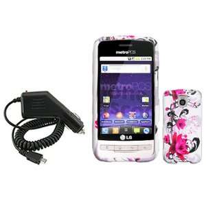   Case Faceplate Cover + Rapid Car Charger for LG Optimus M MS690: Cell