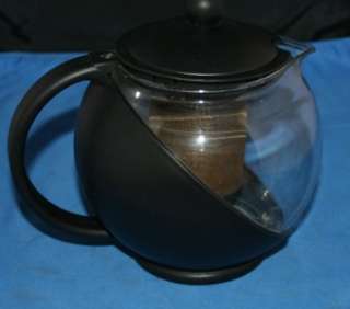 Kitchenware Teapot Black Plastic and Glass Steeper  