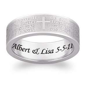   Mens Stainless Steel Be Still Prayer Engraved Band, Size: 8: Jewelry