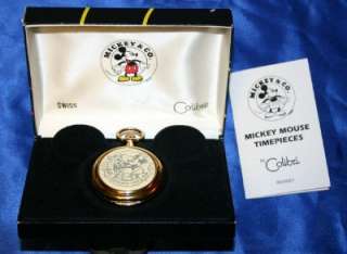 Vintage Colibri Steamboat Willie Mickey Mouse Pocket Watch in Case 