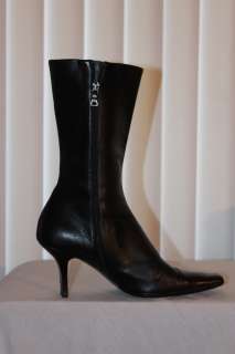 PRADA Women Leather High Heel BOOTS Shoe Sz 6  
