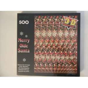   Olde Santa 500 piece 3D Stereogram Puzzle (18 x 23.5): Toys & Games
