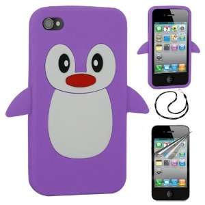 com Bundle 3 Kits for Apple iPhone 4 4S  Penguin Silicone Skin Case 
