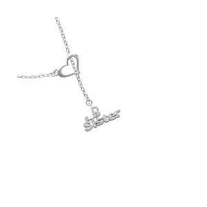  Silver Lil Sister Heart Lariat Charm Necklace [Jewelry 