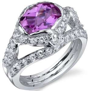 Statuesque 2.50 Carats Pink Sapphire Ring in Sterling Silver Rhodium 