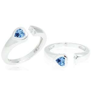    Heart Cut London Blue Topaz Toe/Pinky Ring Sterling Silver Jewelry