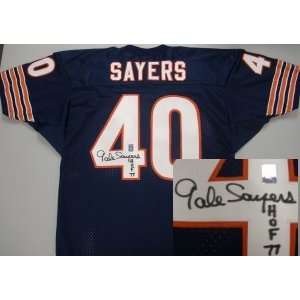  Gale Sayers Autographed Jersey   Navy HOF77 Everything 