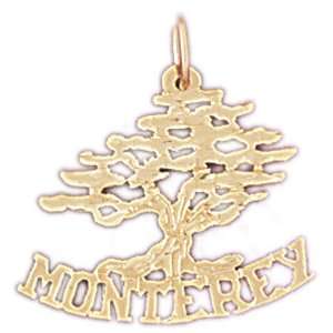  14kt Yellow Gold Monterey Cedar Tree Pendant Jewelry