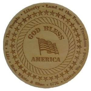    God Bless America; laser engraved wood plaque 