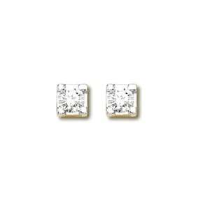   Square Peg Shaped Pronged Circle Diamond Stud Earrings Jewelry