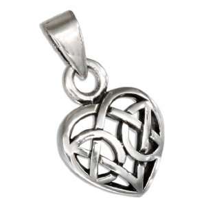 Sterling Silver Woven Knot Celtic Heart Pendant.: Jewelry