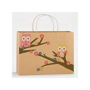  Springtime Owls Large Rectangular Kraft Gift Bag 