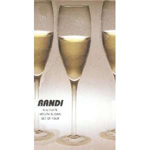  Randi Mouth Blown Champagne Flutes, Set of Four: Kitchen 