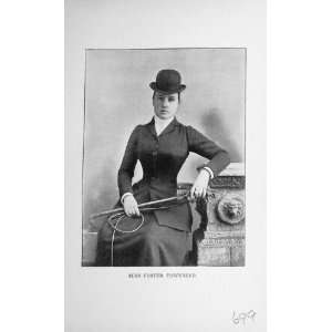   Antique Portrait 1896 Miss Foster Townsend Sportswoman
