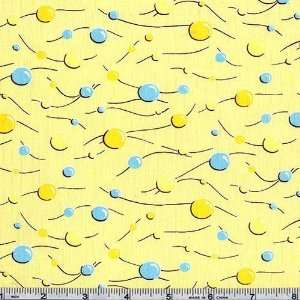  45 Wide Kites Wavy Dots Yellow Fabric By The Yard: Arts 