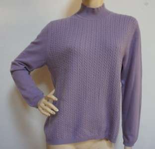  100%Cashmere Lavender Cable Knit Sweater Sz L  