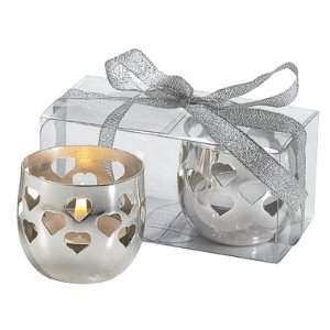  6 Sets of 2 Silver plated Candle Holders with heart cut 