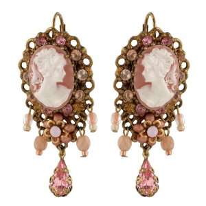 Negrin Dainty Dangle Earrings Adorned with Victorian Style Lady Cameo 