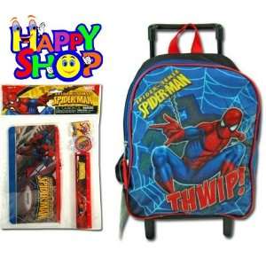   Rolling Back Pack with Spiderman 4 PC Stationery Set: Toys & Games