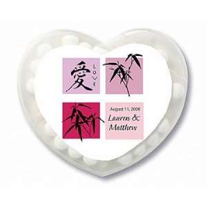Wedding Favors Bamboo Tile Design Personalized Heart Shaped Mint 