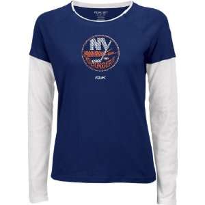  New York Islanders Womens Sequin Logo Long Sleeve Layered 