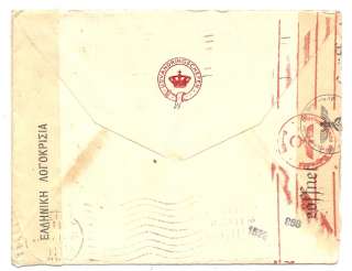 DENMARK WWII Intr. double censored cover to GREECE 1941  