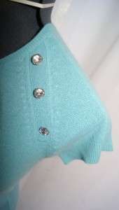 KENAR RHINESTONE BUTTONS CASHMERE BLUE SWEATER SIZE S  