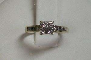   Gold Princess Cut Diamond Engagement Ring with Channel Sides  