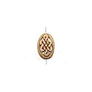  Bone hand carved China knot oval pendant (24x37mm 