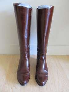 Vintage Charles David brown leather Roberta tall riding boots Italy 6 
