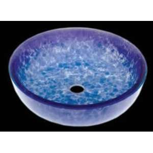 : Vessel Sinks, Blue Crystal, Blue/White Glass, Fountain Style Vessel 