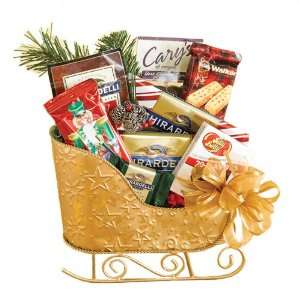 Golden Sleigh Gourmet Christmas Holiday Gift Basket:  