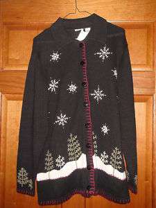 CHEROKEE Snowflake Winter Cardigan Sweater NEW 14W 16W  