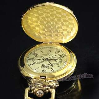 Gold Dragon Mechanical Pocket Watch 5 Hand NY Steel FOB  