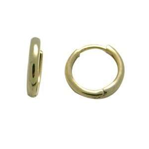  Smoothed Elegance Thin Band Solid 14K Yellow Gold Huggie 