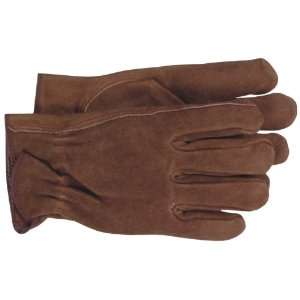  12 Pack Boss 4066L Smoke Brown Split Leather Gloves Large 