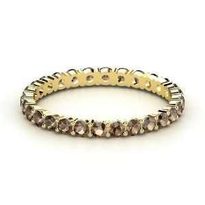   Thin Eternity Band, 14K Yellow Gold Ring with Smoky Quartz Jewelry