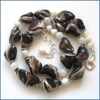 Dark Brown Mother of Pearl Nuggets Jewelry Necklace  