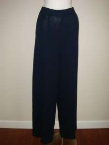 St. John Santana Knit Navy Wide leg Slack Pants Size 14  