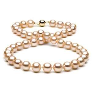  Peach/Pink Freshwater Pearl Necklace 18 8 9mm AAA 