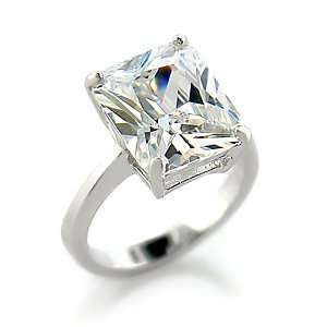 Rhodium Plated Brass Ring with Clear CZ Jewelry