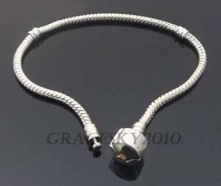 1PC Plain Silver Chain European bead Bracelet Charm Lampwork Murano 