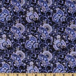   Indigo Paisley Floral Blue Fabric By The Yard: Arts, Crafts & Sewing