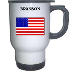  US Flag   Branson, Missouri (MO) White Stainless Steel Mug 